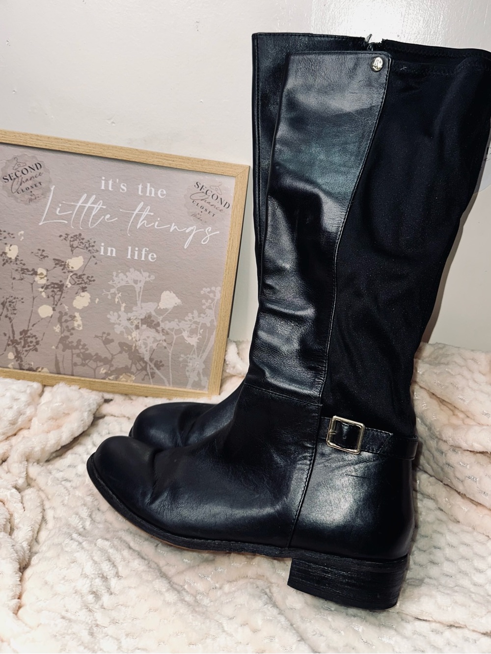 Lands' End Black Over-the-Knee Leather Boots